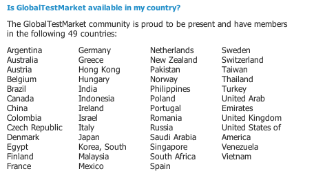 Globaltestmarket countries