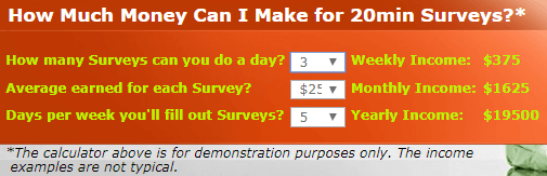 paid surveys at home survey calculator