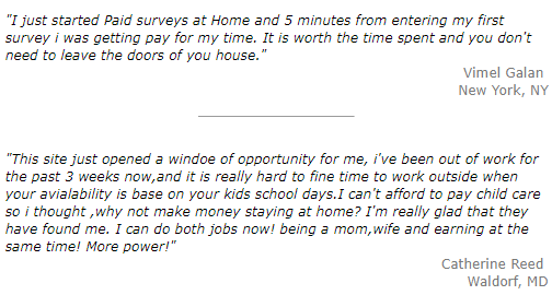 paid surveys at home testimonial examples