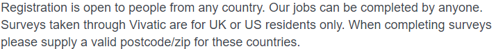 survey site limited to certain countries
