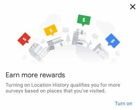 location history inside google opinion rewards