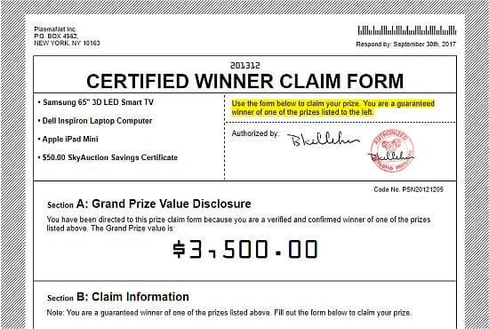 certified winner form example