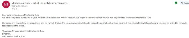 mturk rejection reason