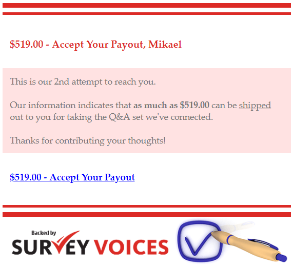 survey voices spam mail