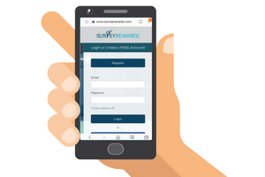 mobile phone with surveyrewardz open