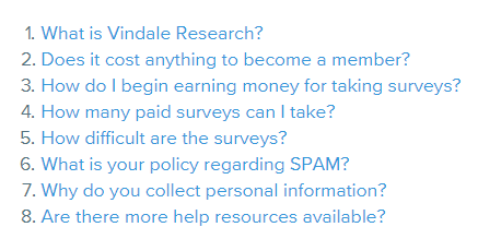 vindale faq section