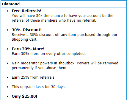 diamond membership info