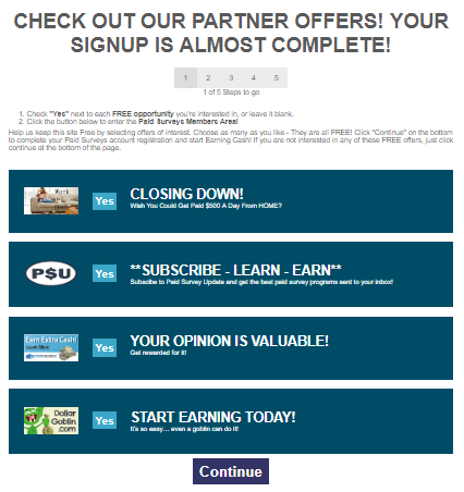 paidsurveys.com sign up offers example