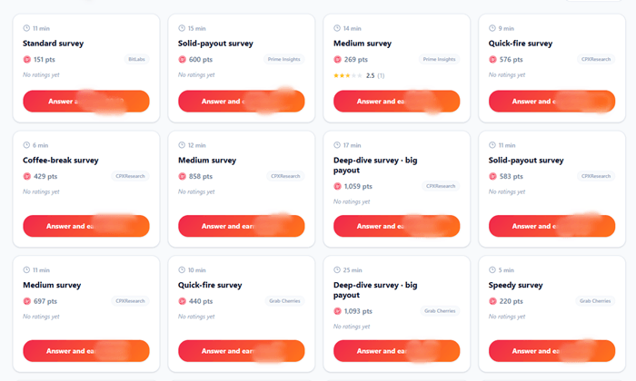 surveys of grabpoints