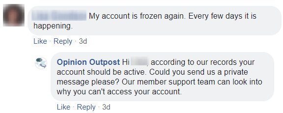 example of opinion outpost facebook comment