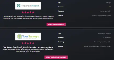 cointiply paid surveys examples