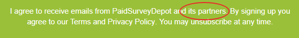 terms on paid survey depot