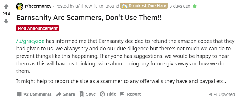 beermoney cheated by earnsanity