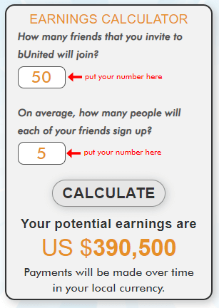 bunited earning calculator