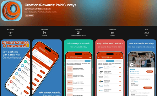 creationsrewards mobile