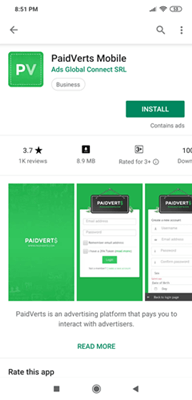 paidverts in playstore