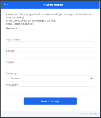 ptcshare contact form