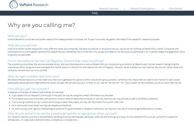 vupoint research faq