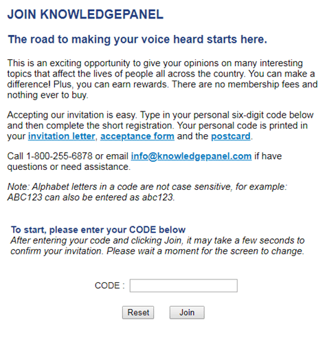 knowledgepanel registration