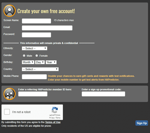 hitpredictor sign-up