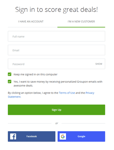 groupon registration