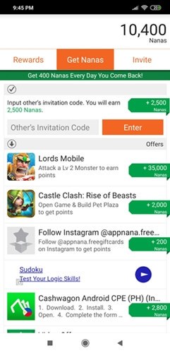 appnana paid offers