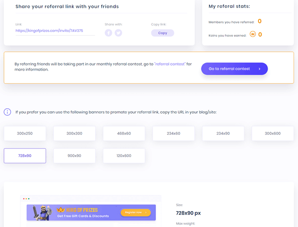 king of prizes referral program