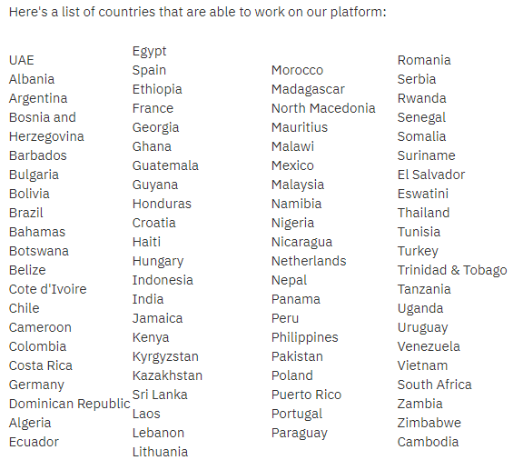 list of remotasks countries