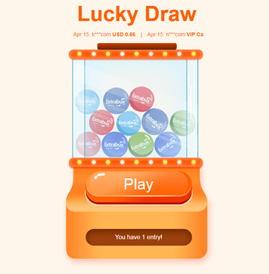 extrabux cashback lucky draw
