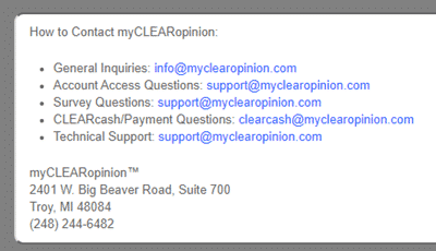 Myclearopinion Contact Details