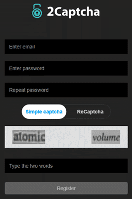 2captcha Registration