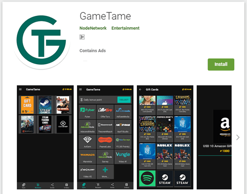 Aplicación móvil de Gametame
