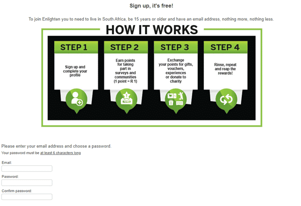 Sign Up Form Of Enlighten Panel