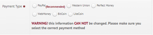 Megatypers Payment Methods