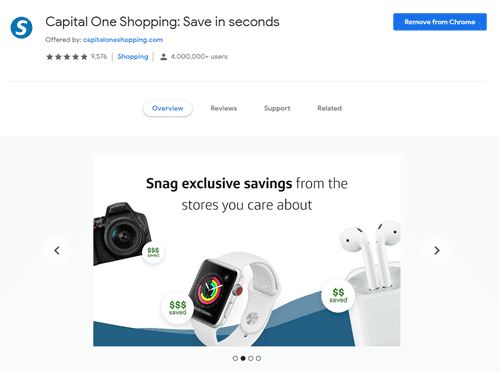 Browser Extension Of Capital One Shopping