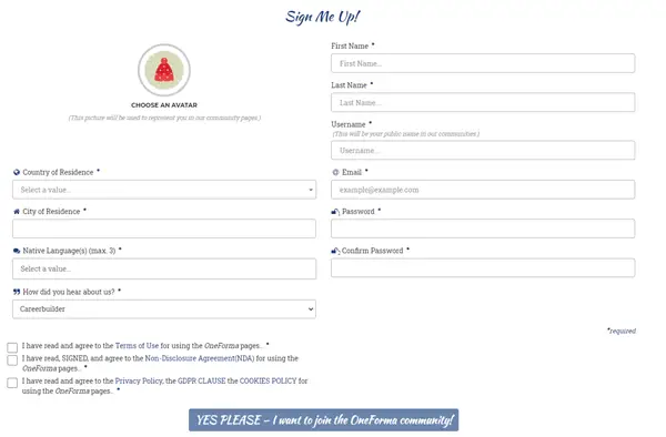 oneforma registration