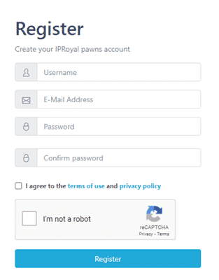 registration form of iproyal