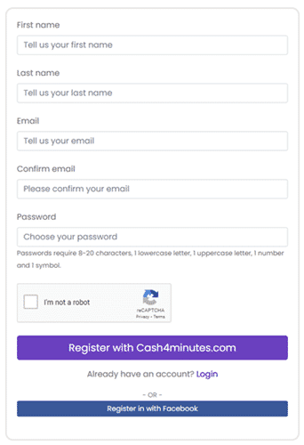 cash4minutes registration