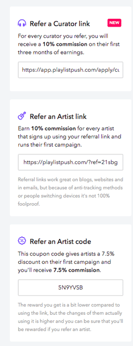 playlist push referral program