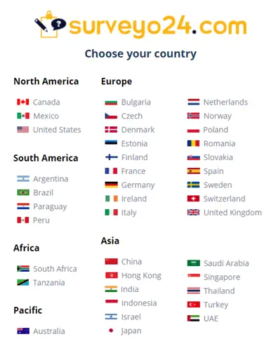 countries where surveyo24 is available