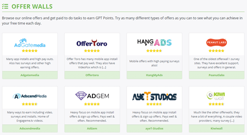 offerwalls on getpaidto