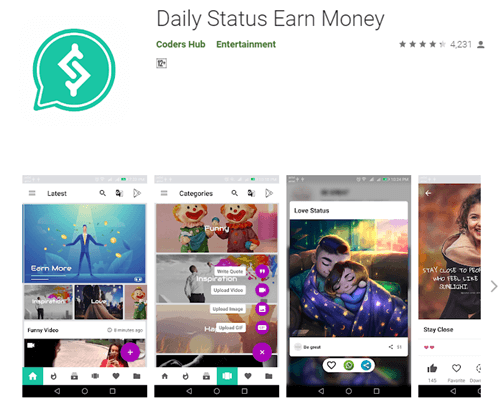 daily status earn money app