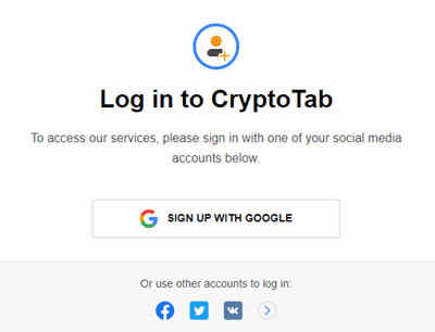 registration form ofcryptotab