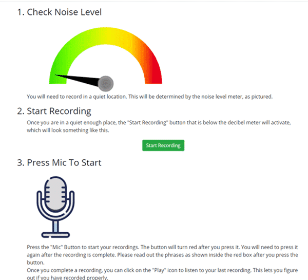 voice recording test of audio bee