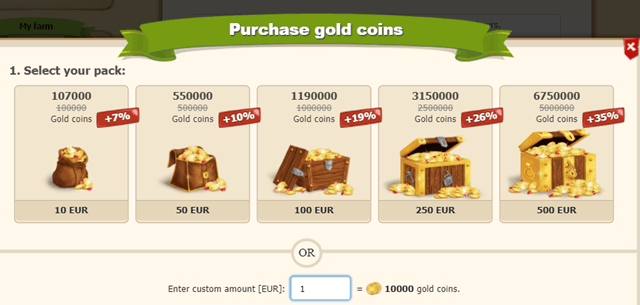 replenishing account on golden farm