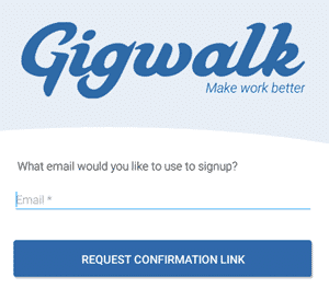 sign up form of gigwalk