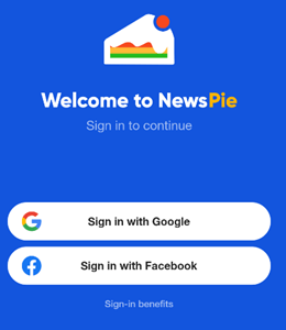 sign up form of news pie