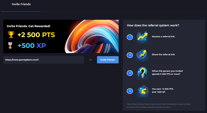 referral program of gamegleam