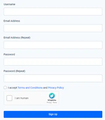 sign up form of faucetpay 