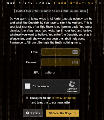 registration form of dogetrix